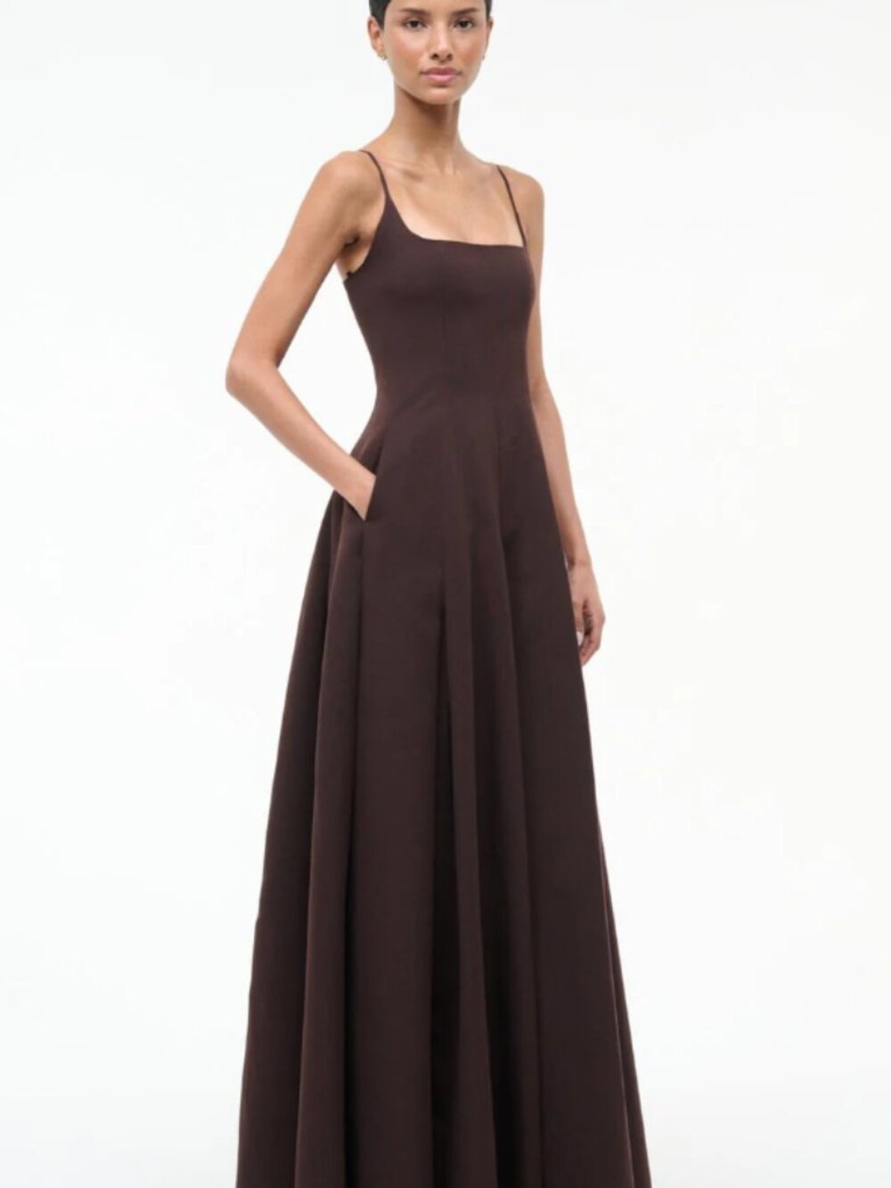 STAUD Joy Maxi Dress in Earth / Brown - Size 4 - Picture 10 of 11